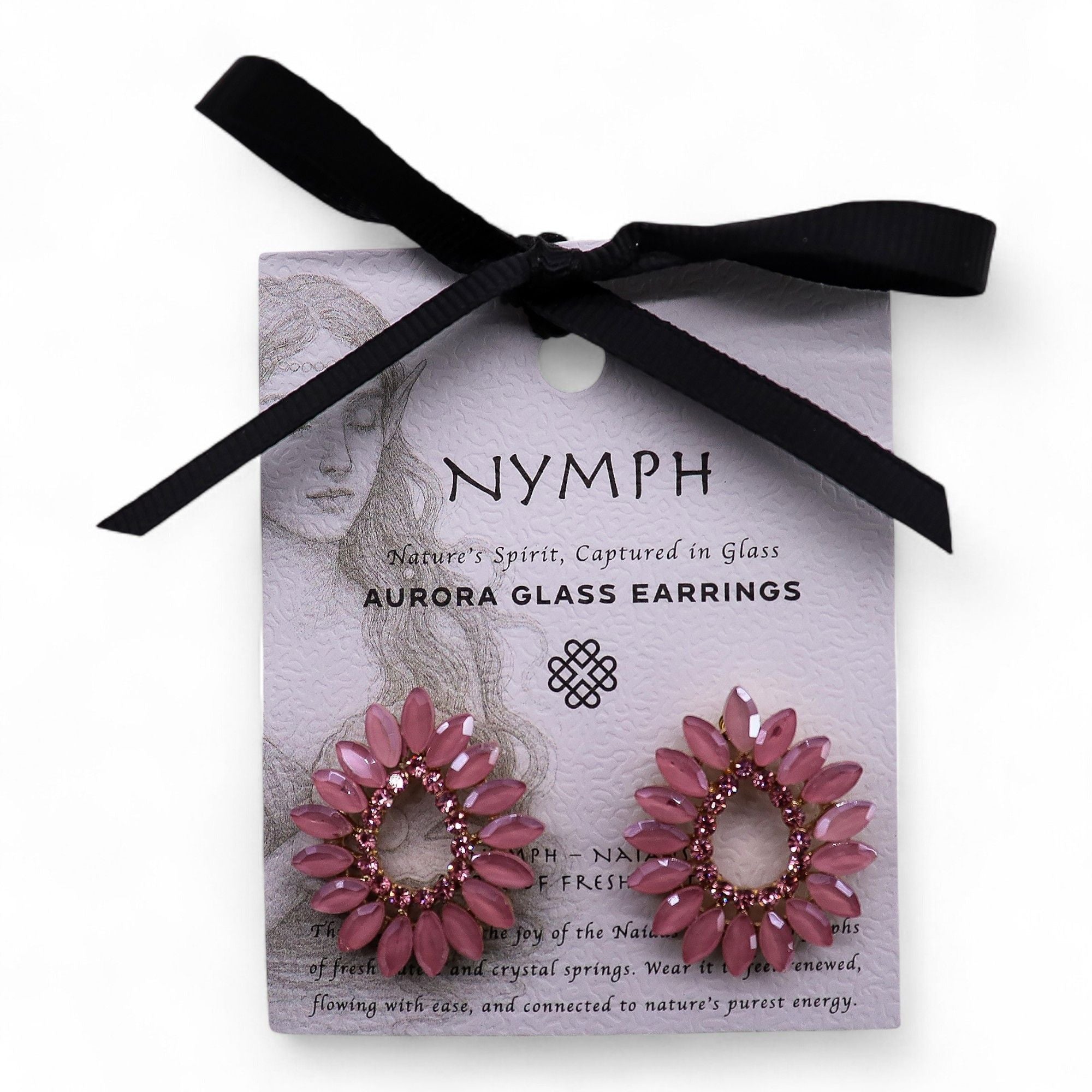 Pendientes de Cristal Vintage - Aro - Cuarzo Rosa