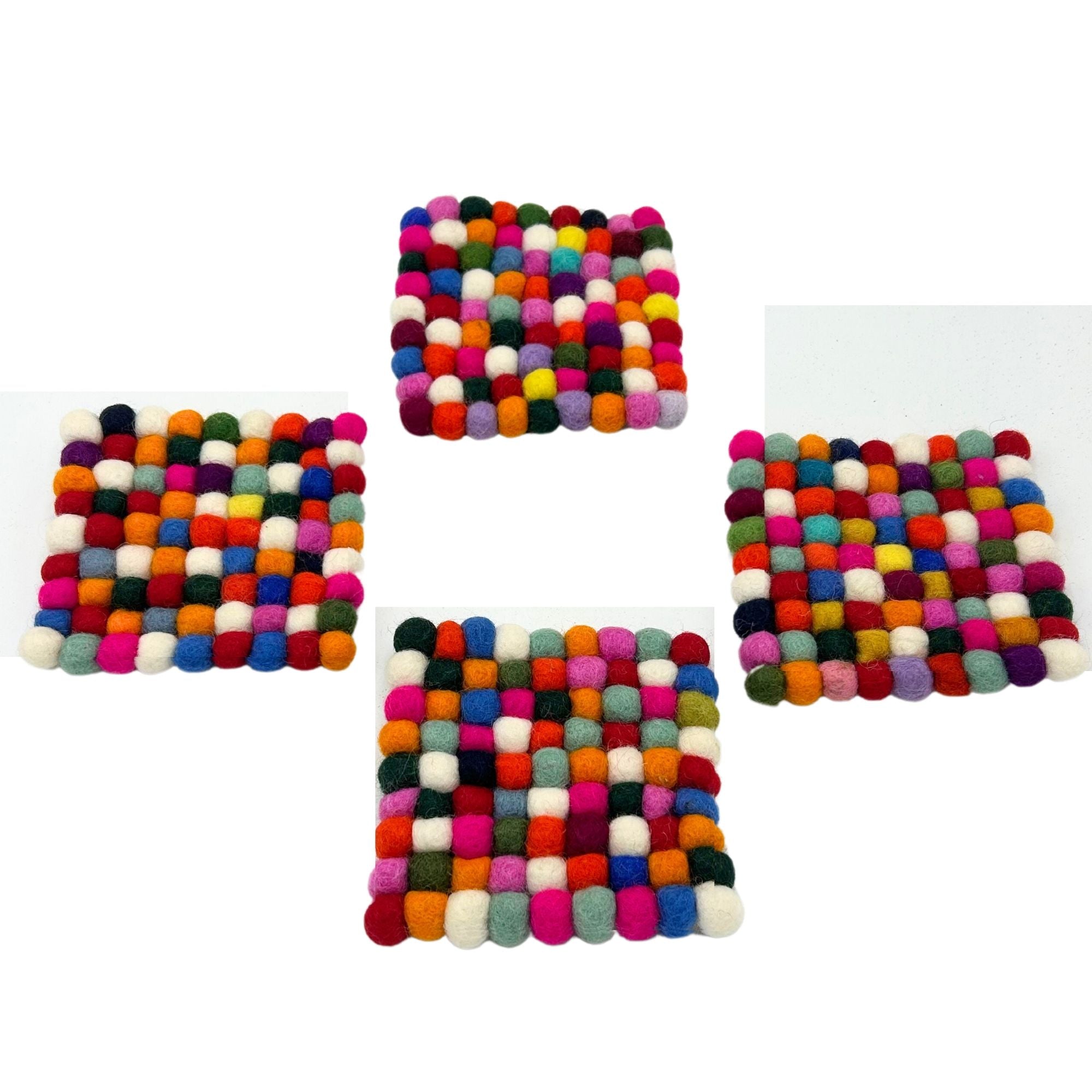 Posavasos cuadrados de fieltro de 10 cm, color gris multicolor (juego de 4)