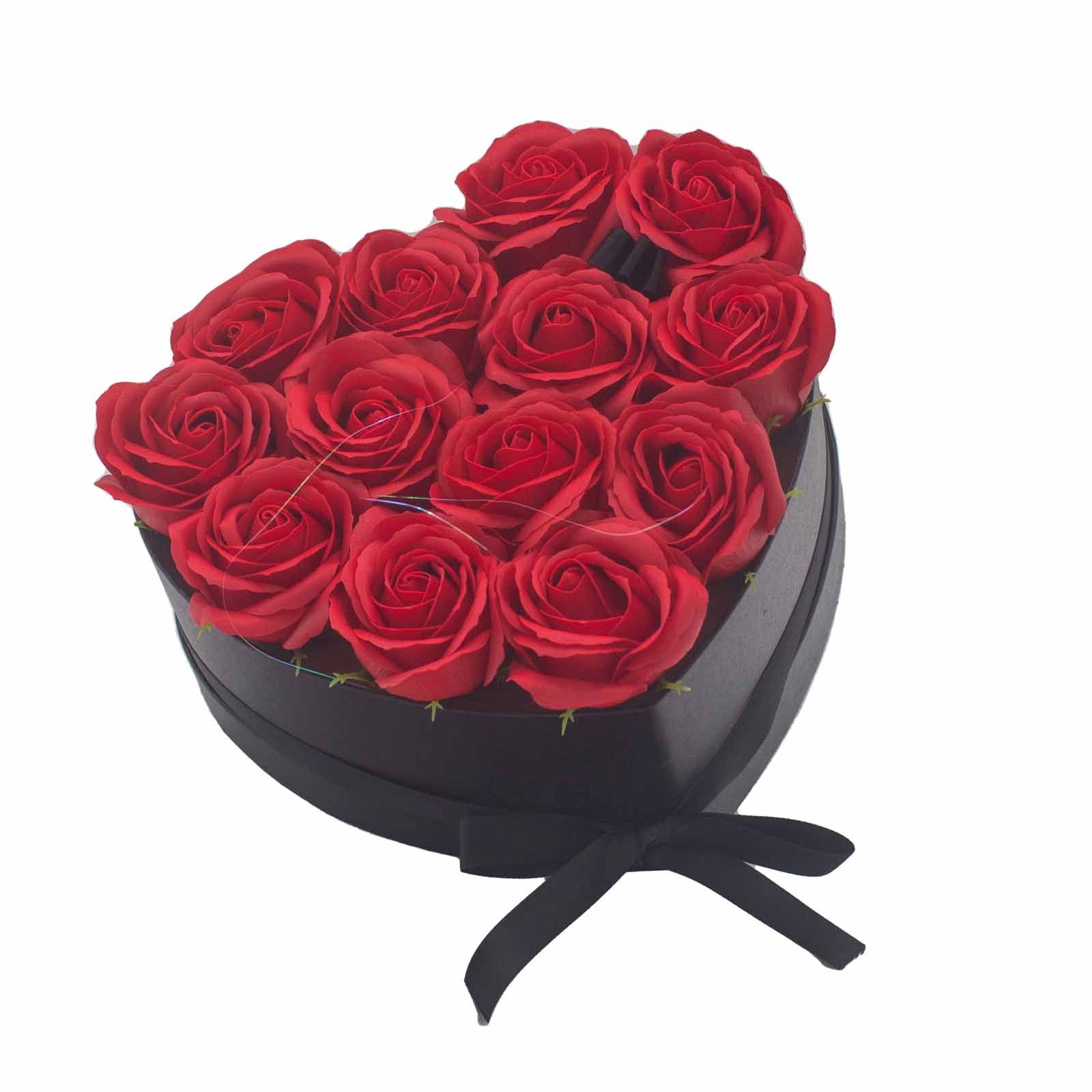 Caja de Regalo - Flor de Jabón  13 Rosas rojo - corazon