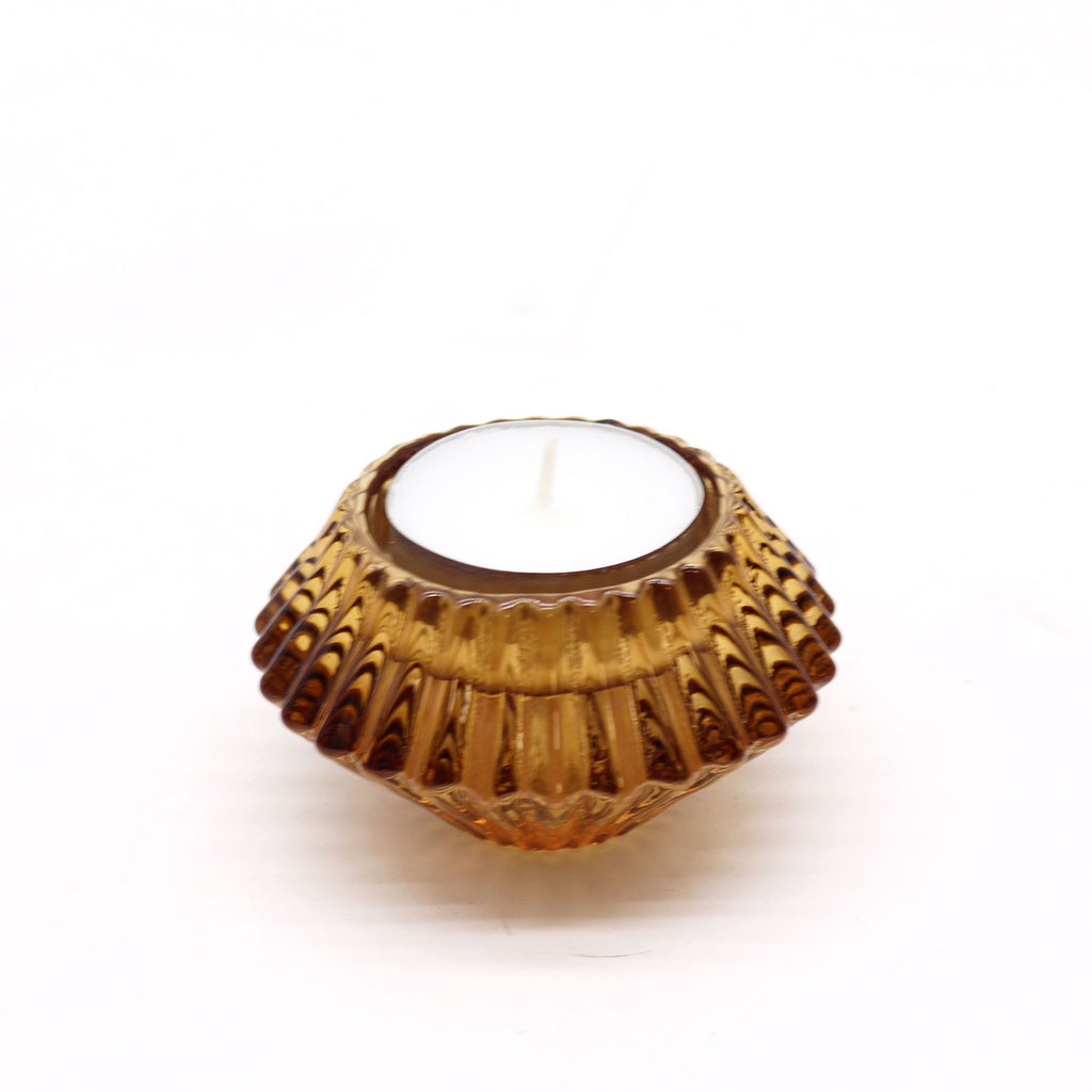 Portavelas reversible con diseño de flor para cena / vela de té - Ámbar