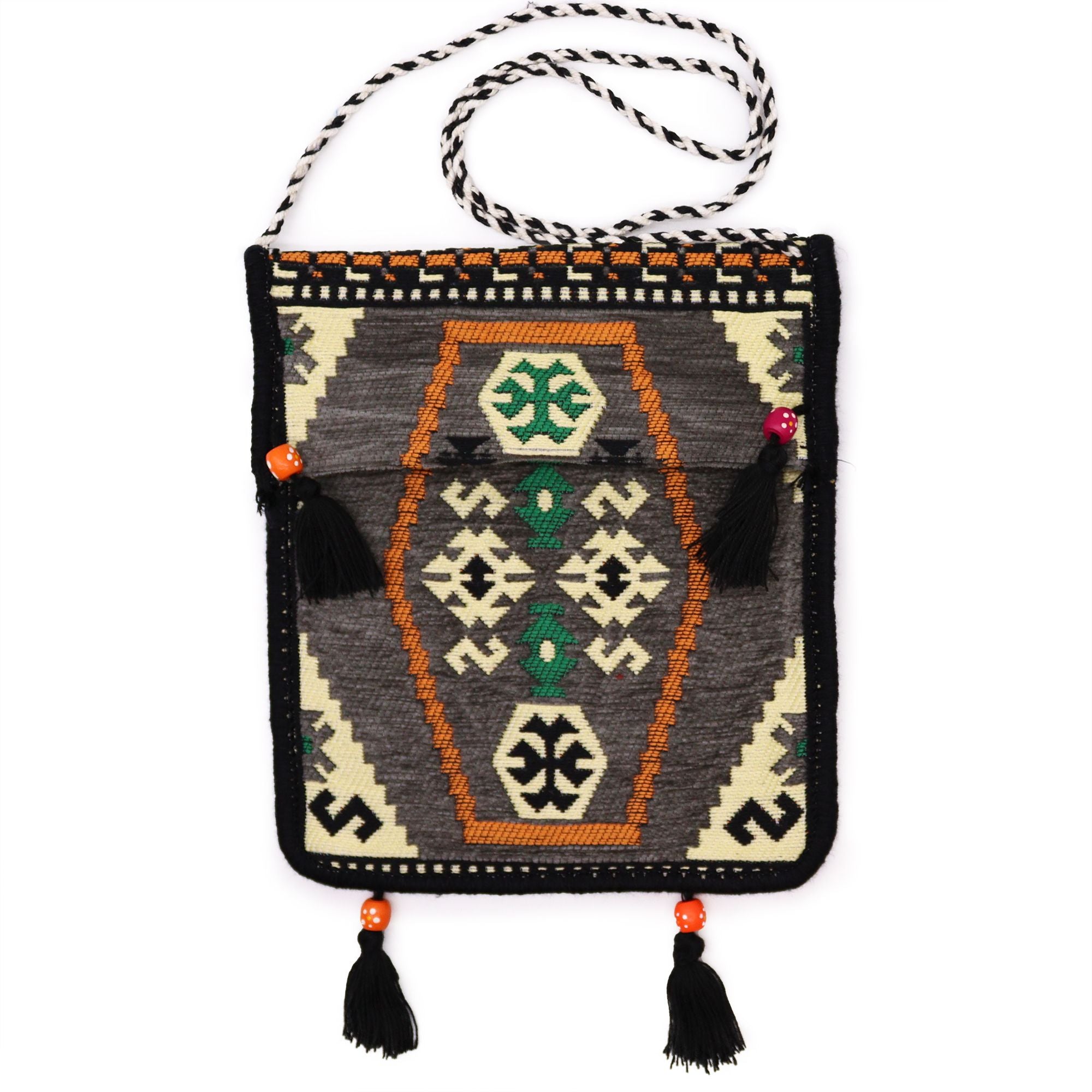 Bolso bandolera de festival Kilim gris pálido