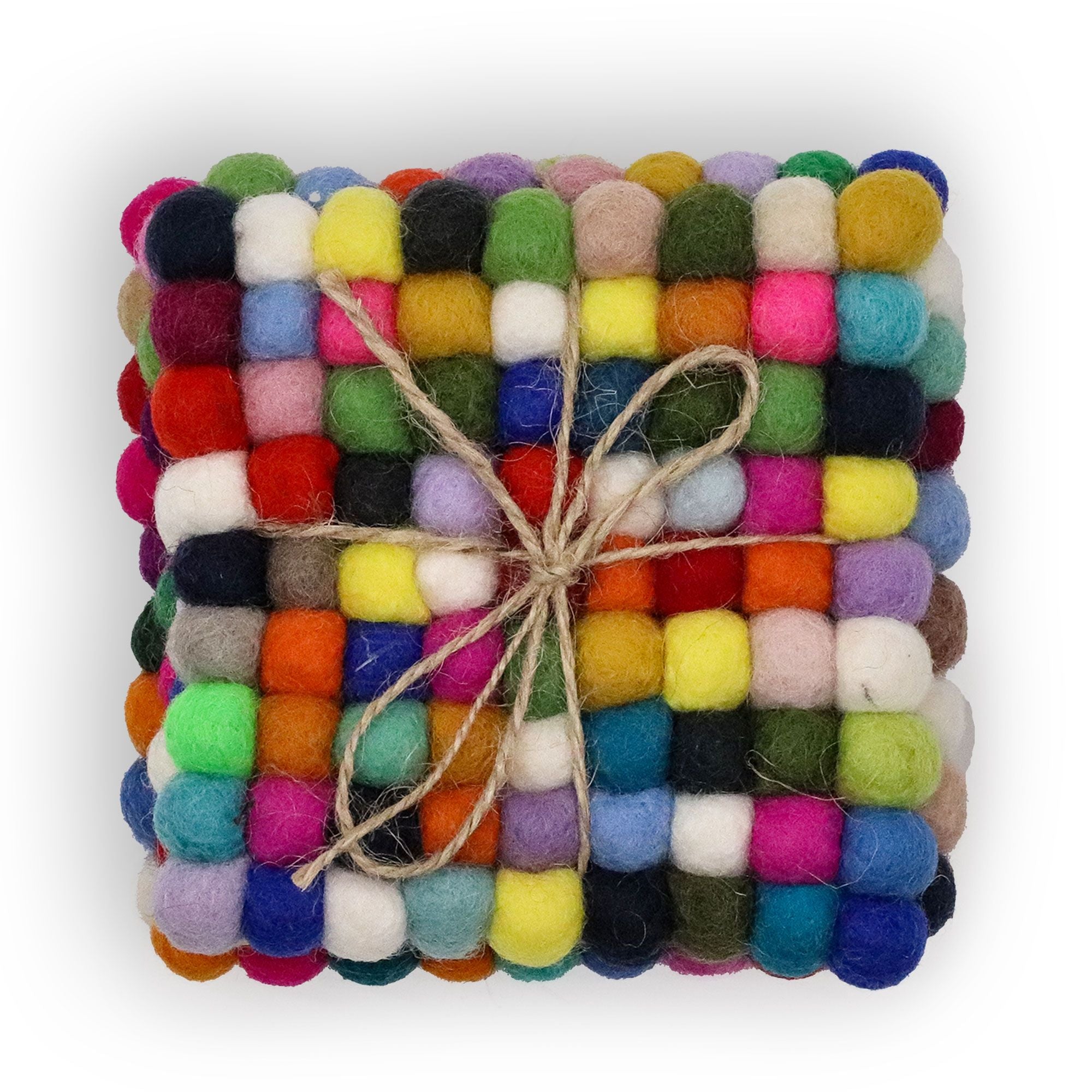 Posavasos cuadrados de fieltro de 10 cm, color gris multicolor (juego de 4)
