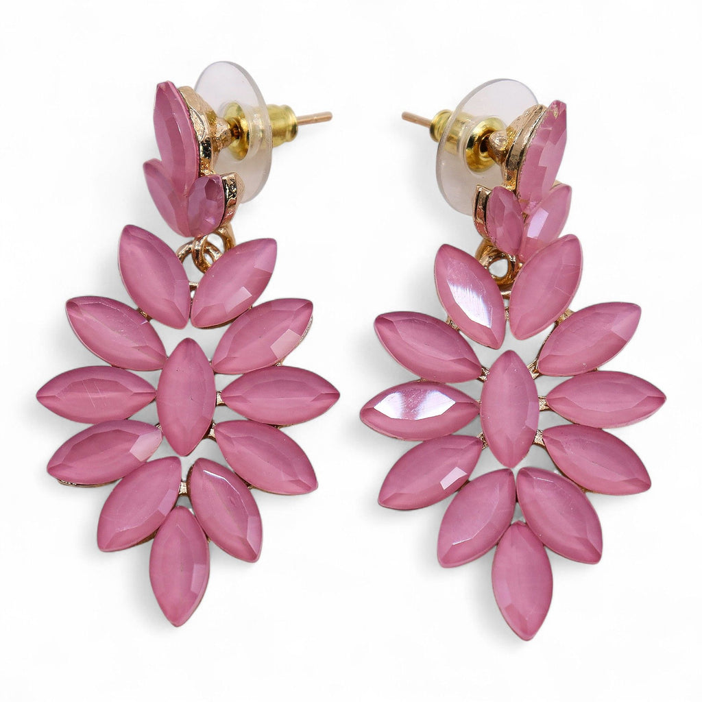 Pendientes de Cristal Vintage - Largo - Cuarzo Rosa