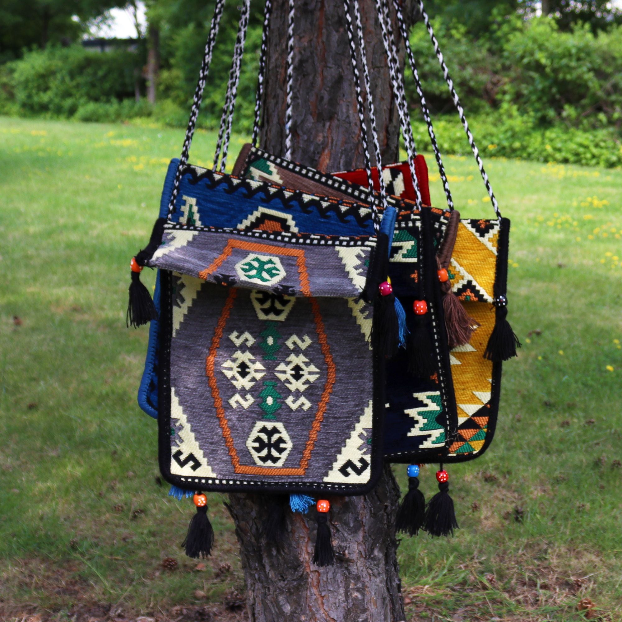 Bolso bandolera de festival Kilim gris pálido