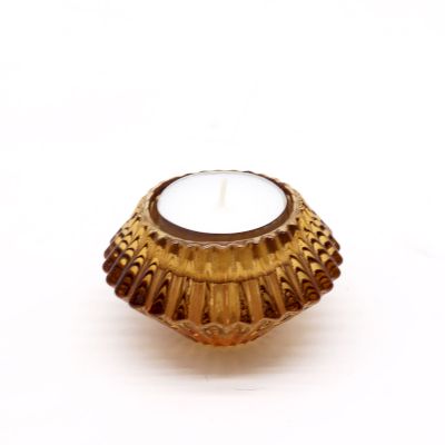 Portavelas reversible con diseño de flor para cena / vela de té - Ámbar