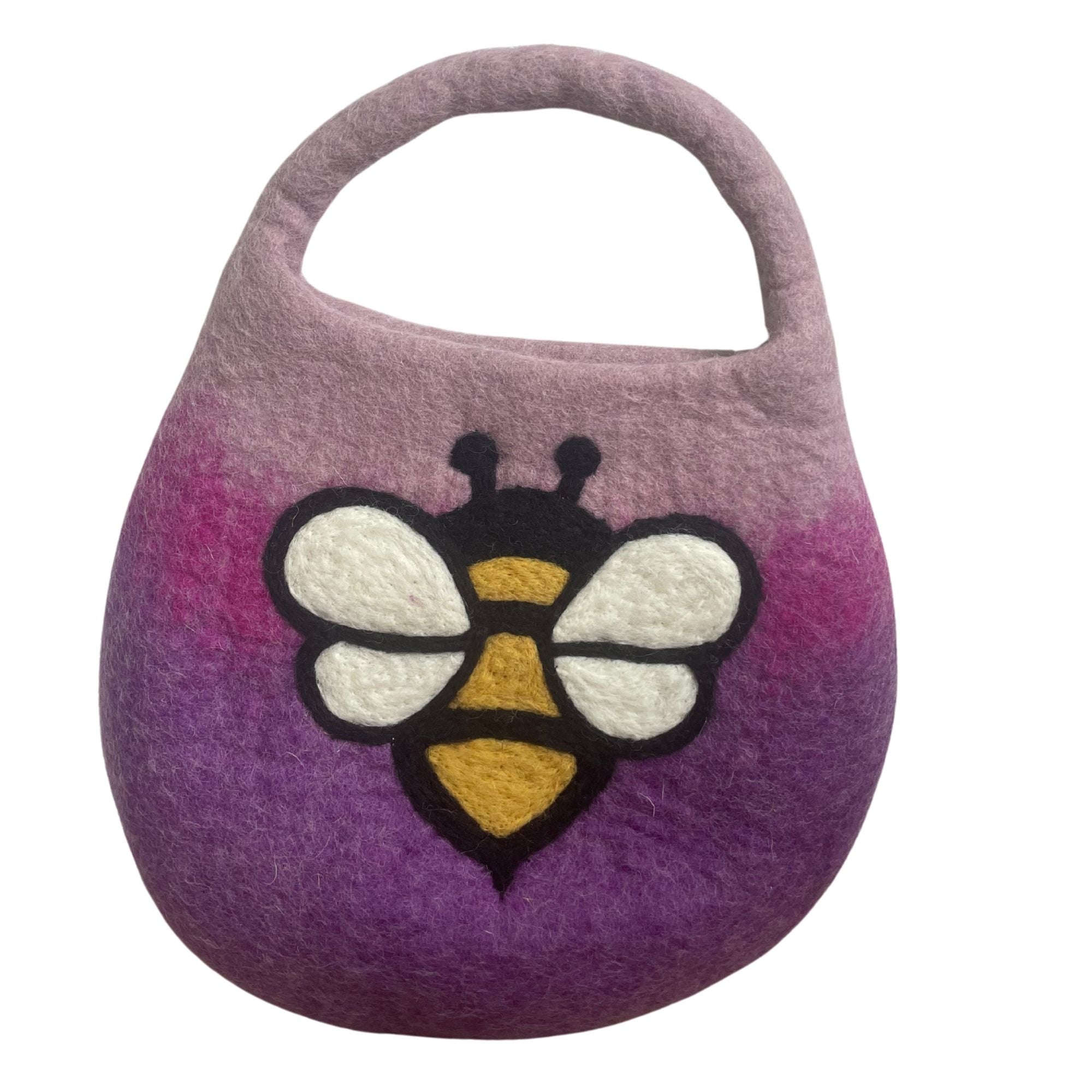 Bolso de abejas de fieltro al agua - Un asa con imán - Tonos lavanda