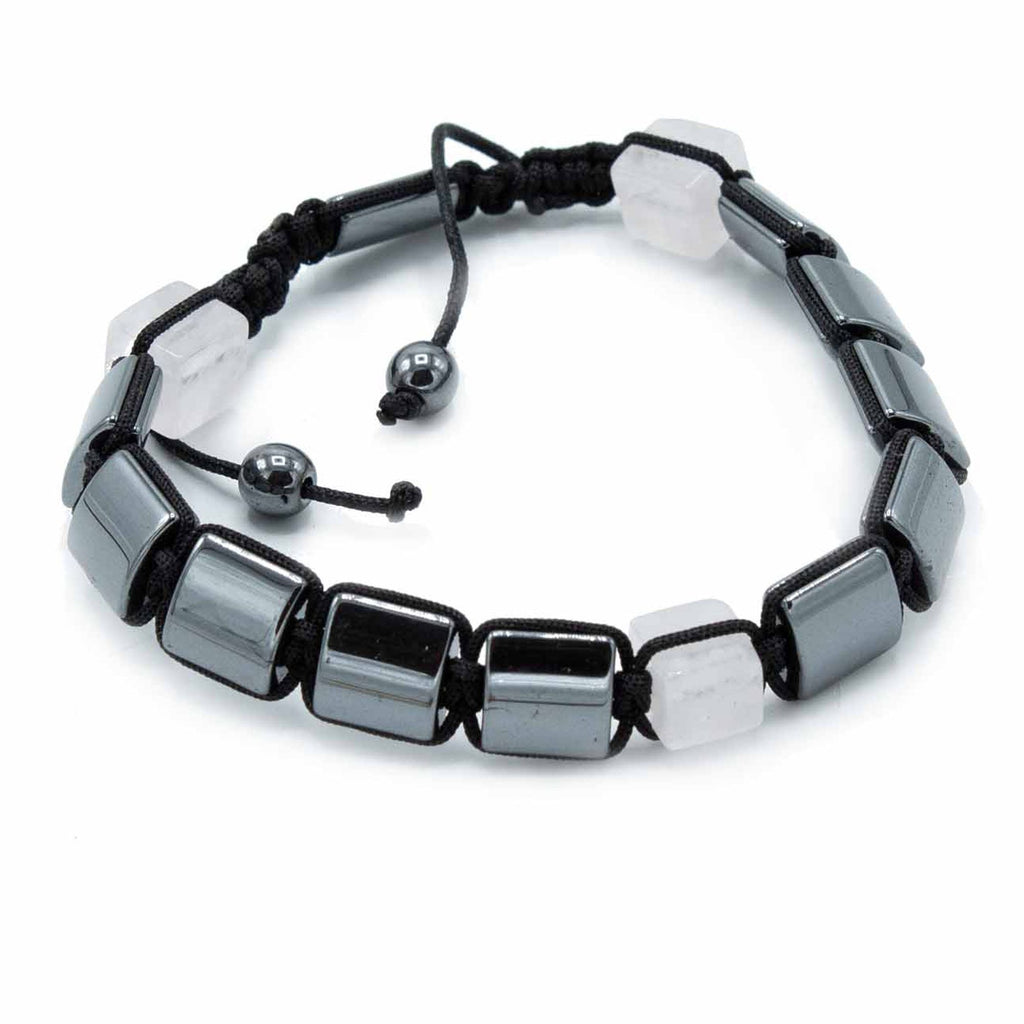Pulsera Magnética Shamballa de Hematita -  Cuboides Rosas