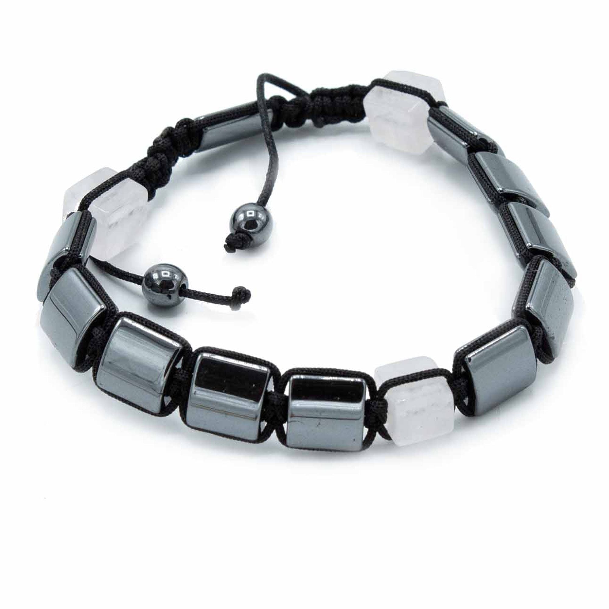 Pulsera Magnética Shamballa de Hematita -  Cuboides Rosas