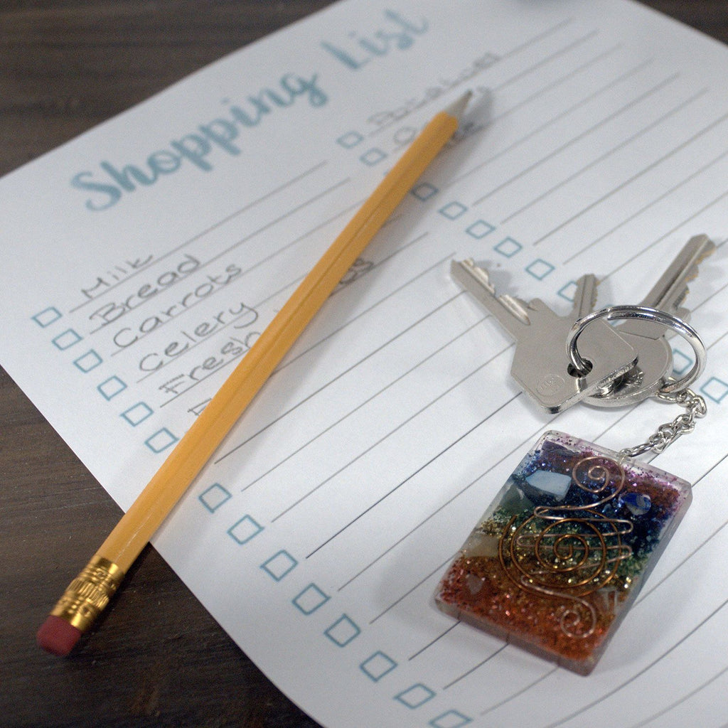 Llavero de poder de orgonita - Corazones de Mandala de Amatista