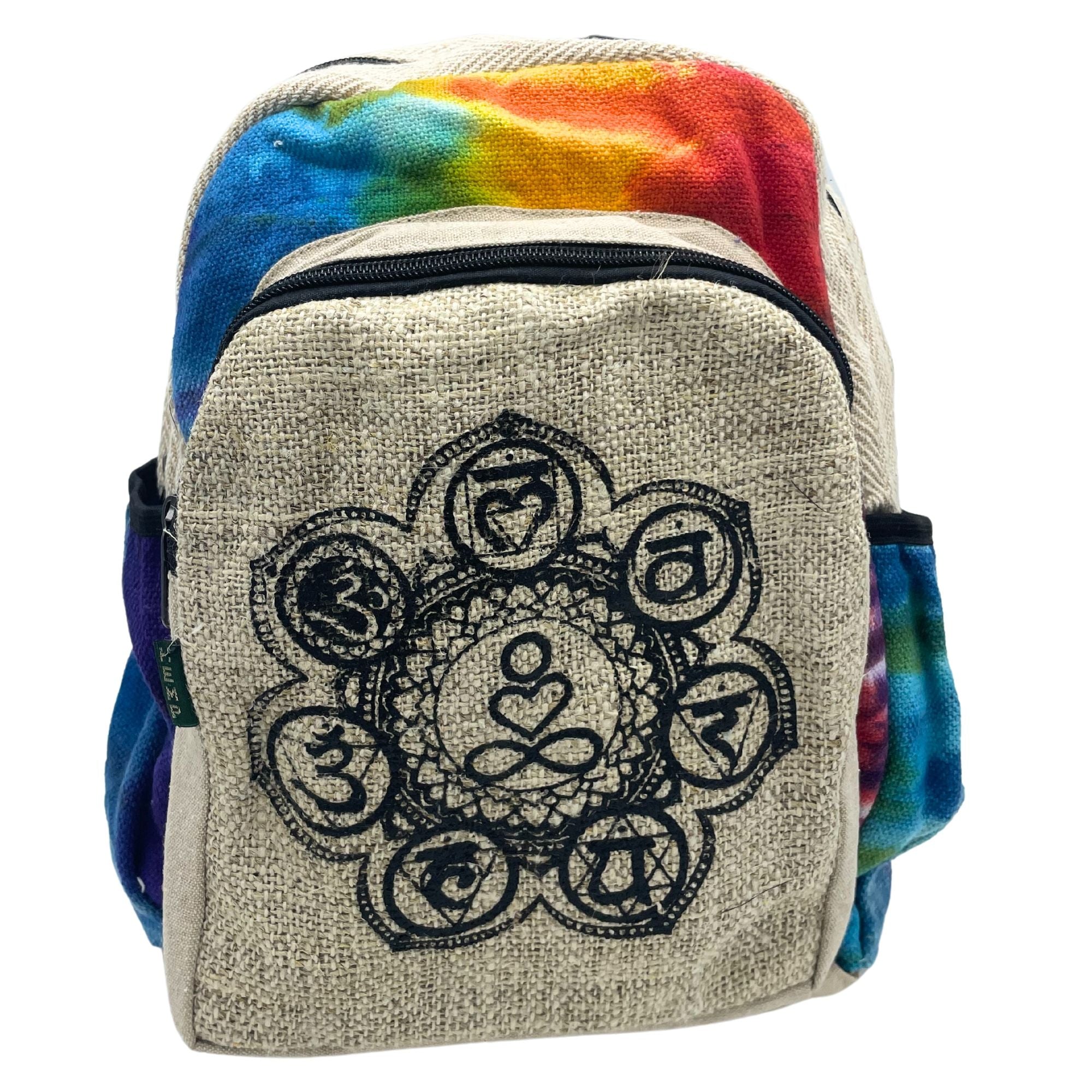 Mochila mediana de cáñamo Tiedye - 7 chakras