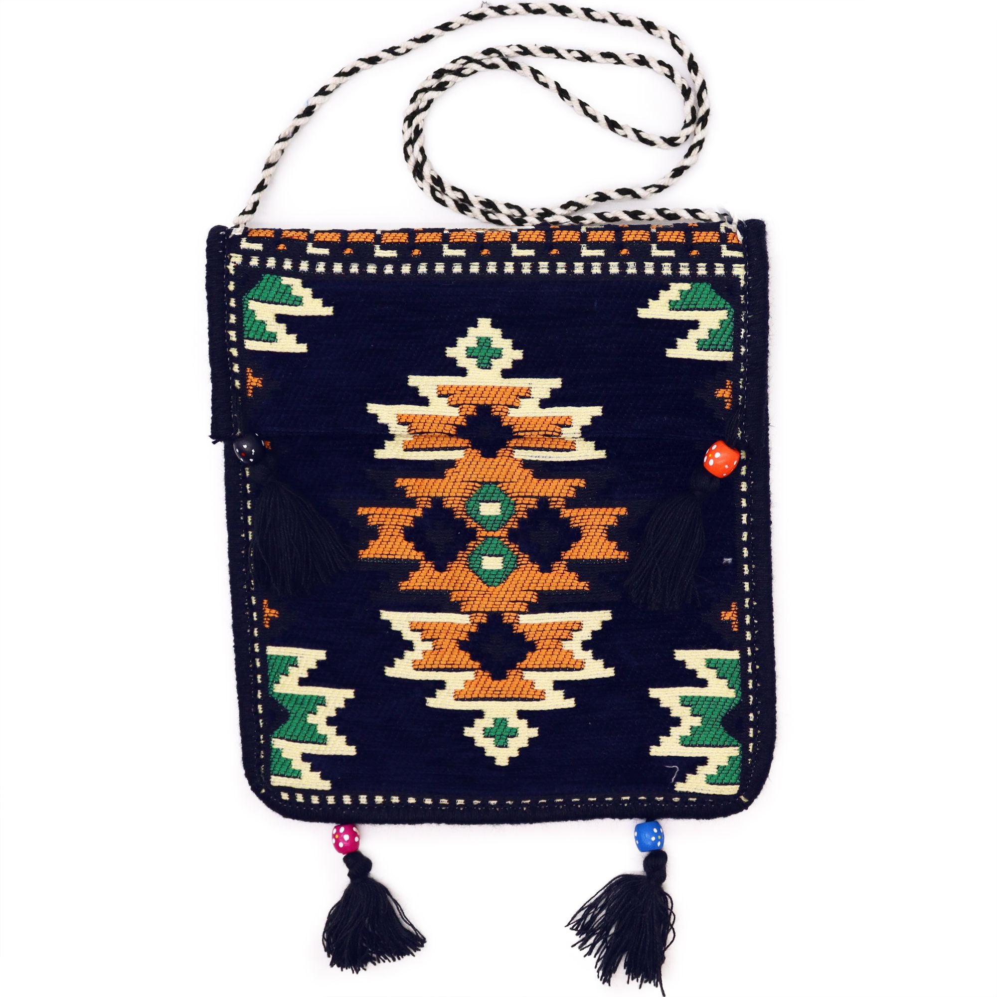 Bolso bandolera de festival Kilim azul marino oscuro