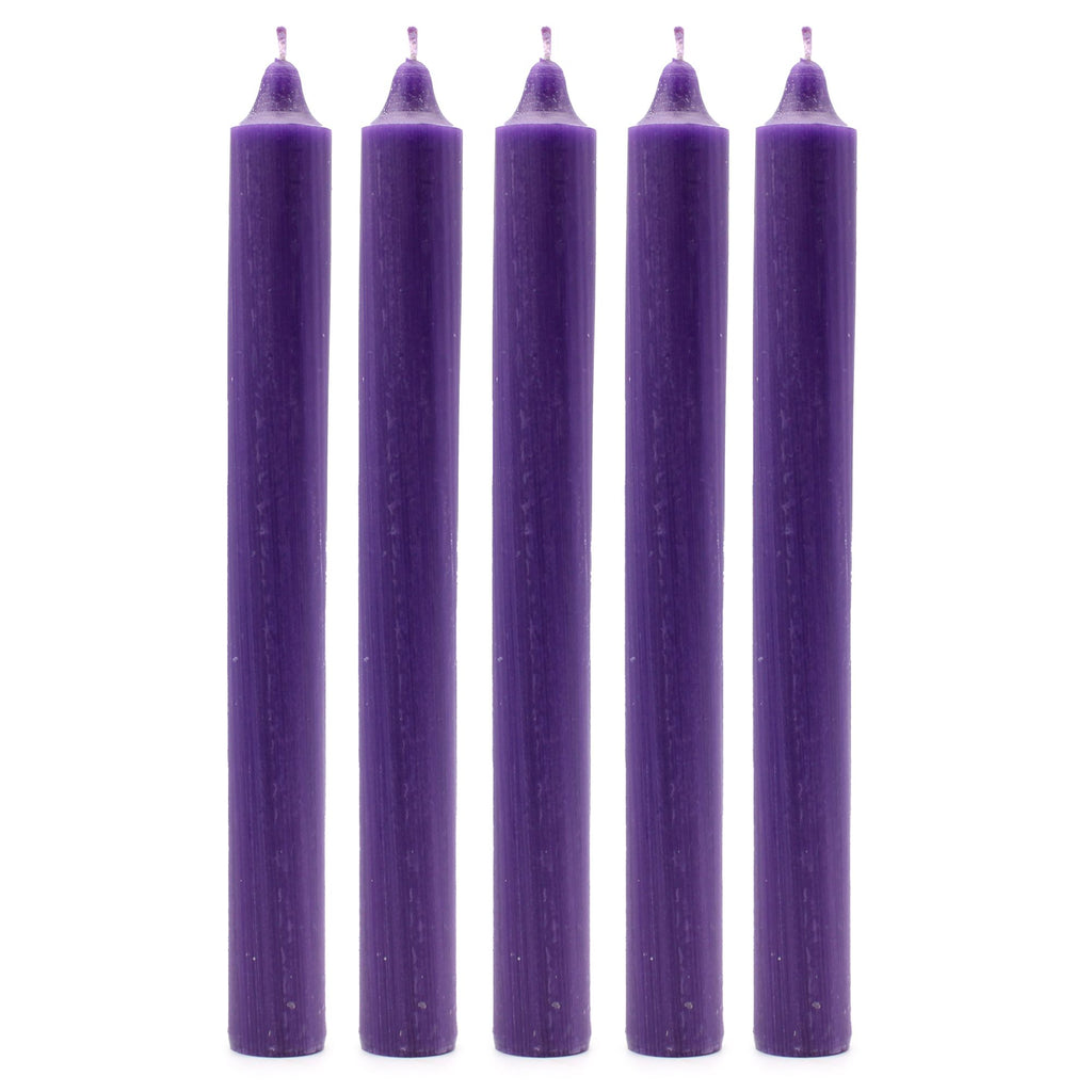Juego de Velas de Mesa de Color Sólido - Pack de 21 - Violeta Rústico