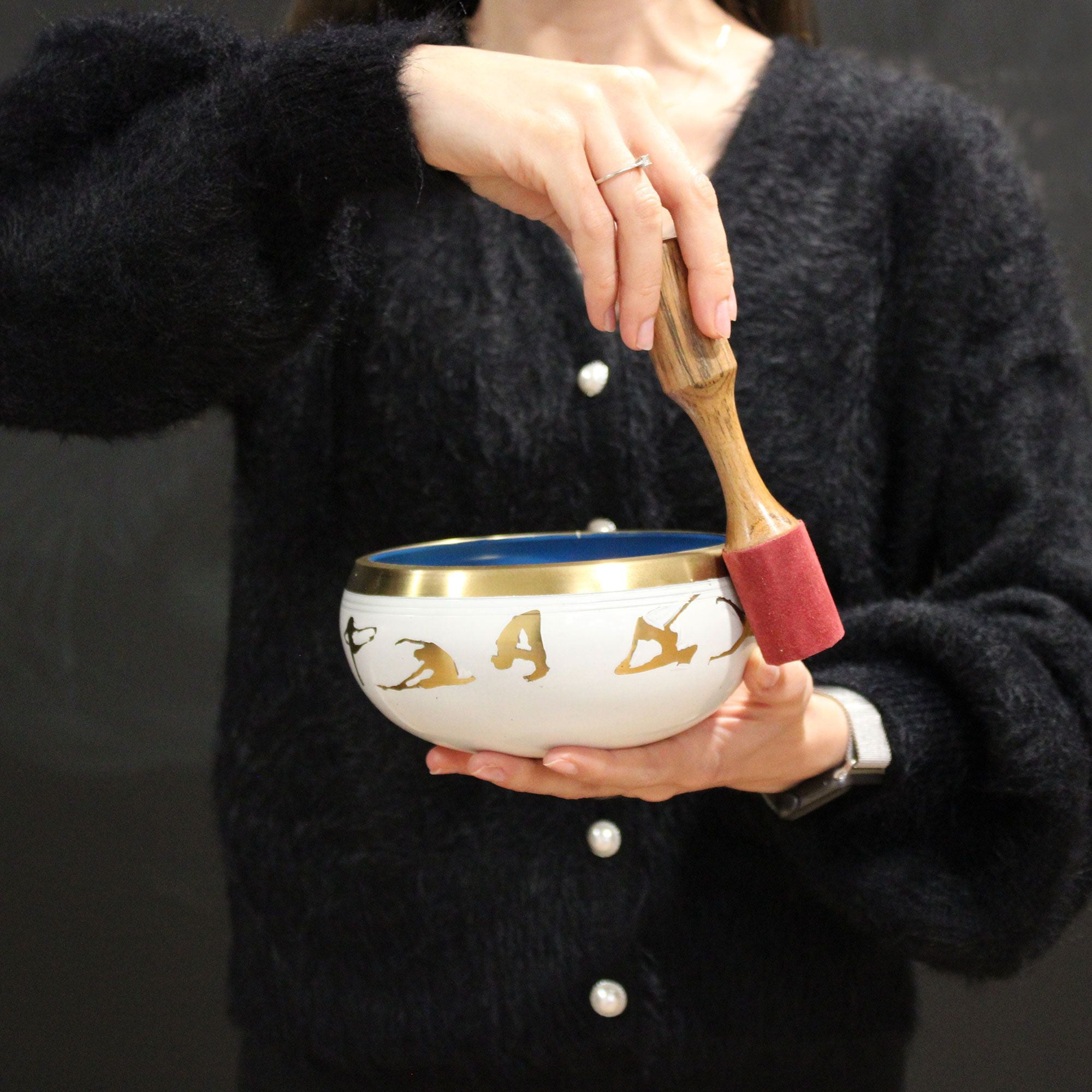 Juego de Cuenco Tibetano Lrg - Fase Lunar - Negro 14cm