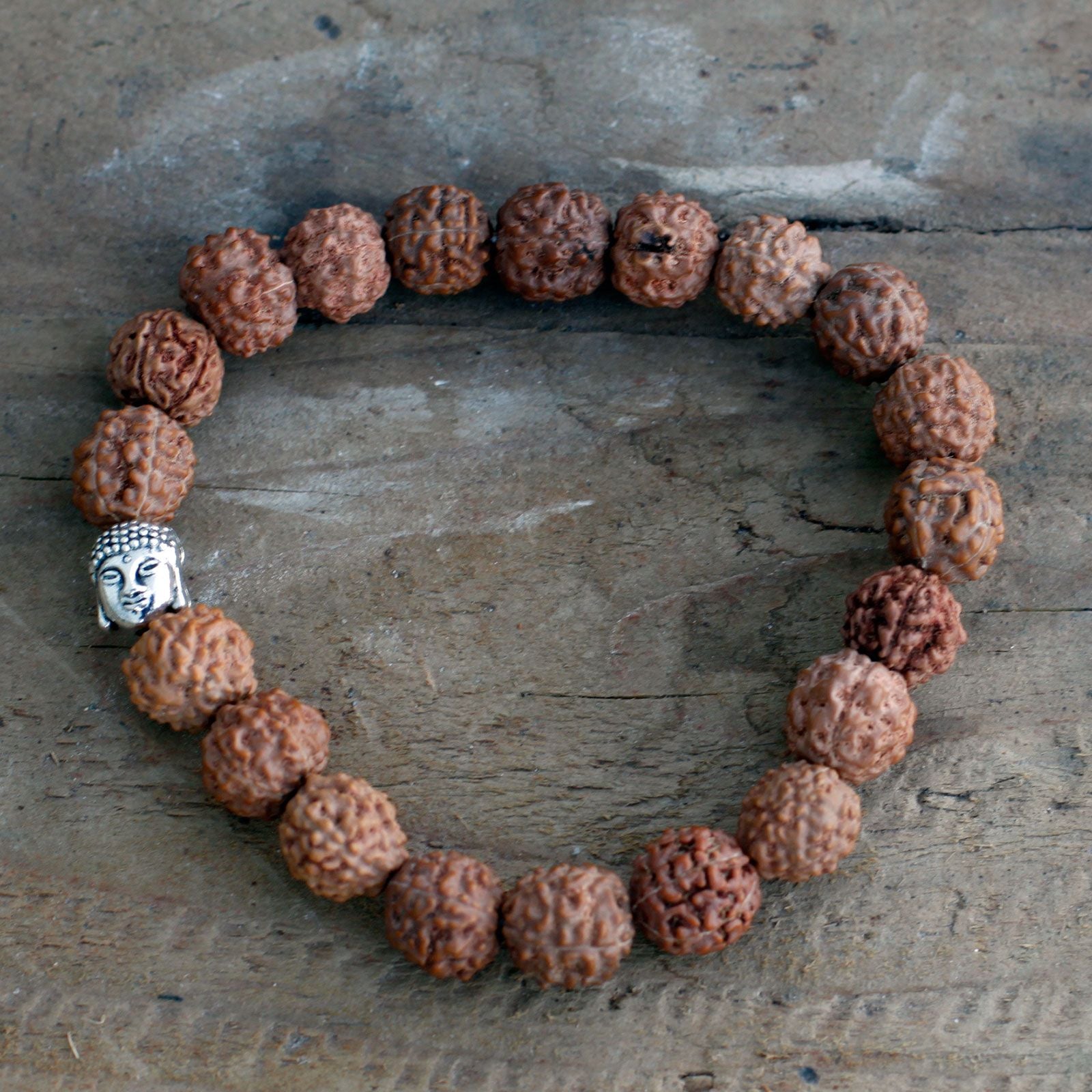 Rudraksha Brazalete de Buda Japa Mala - Marron