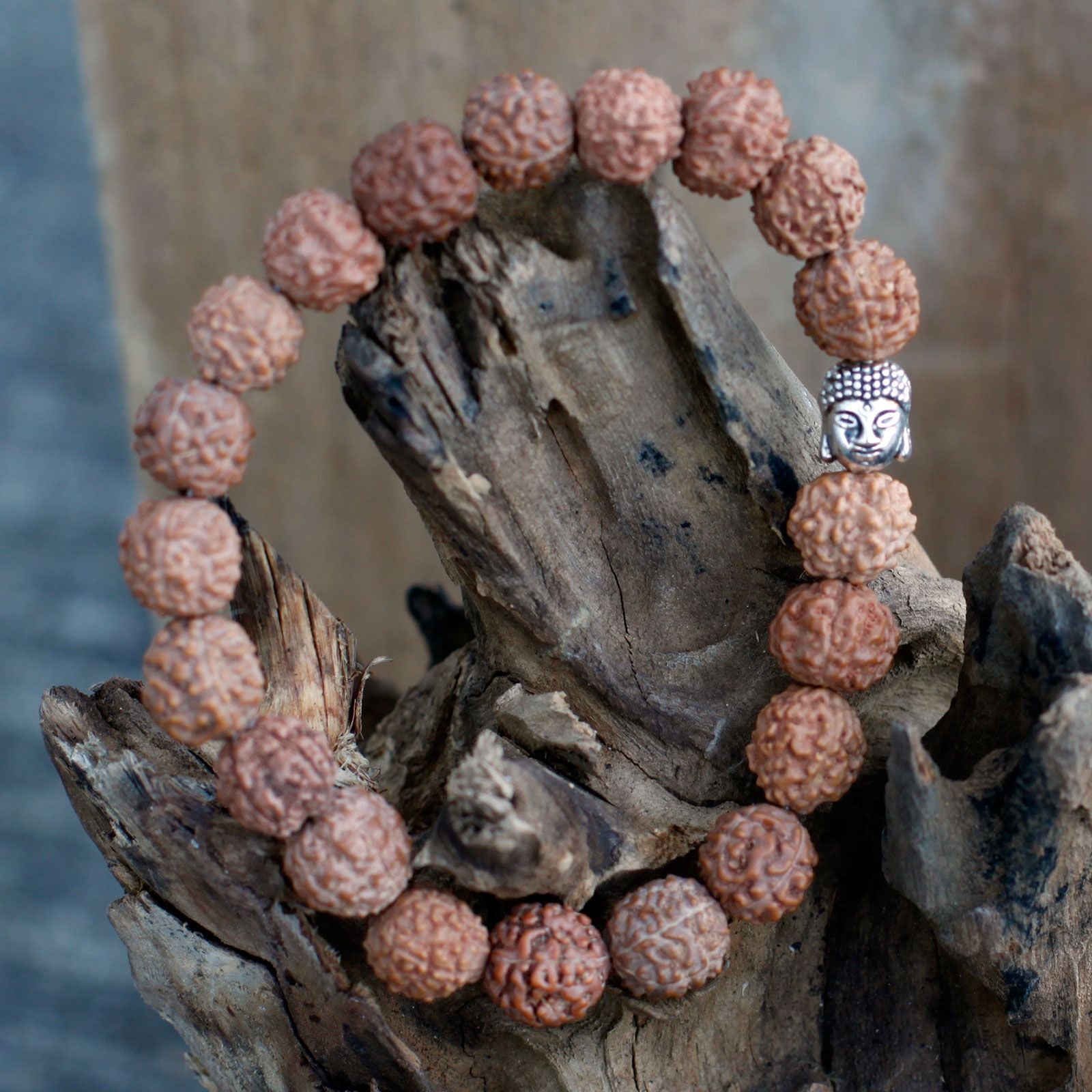 Rudraksha Brazalete de Buda Japa Mala - Marron